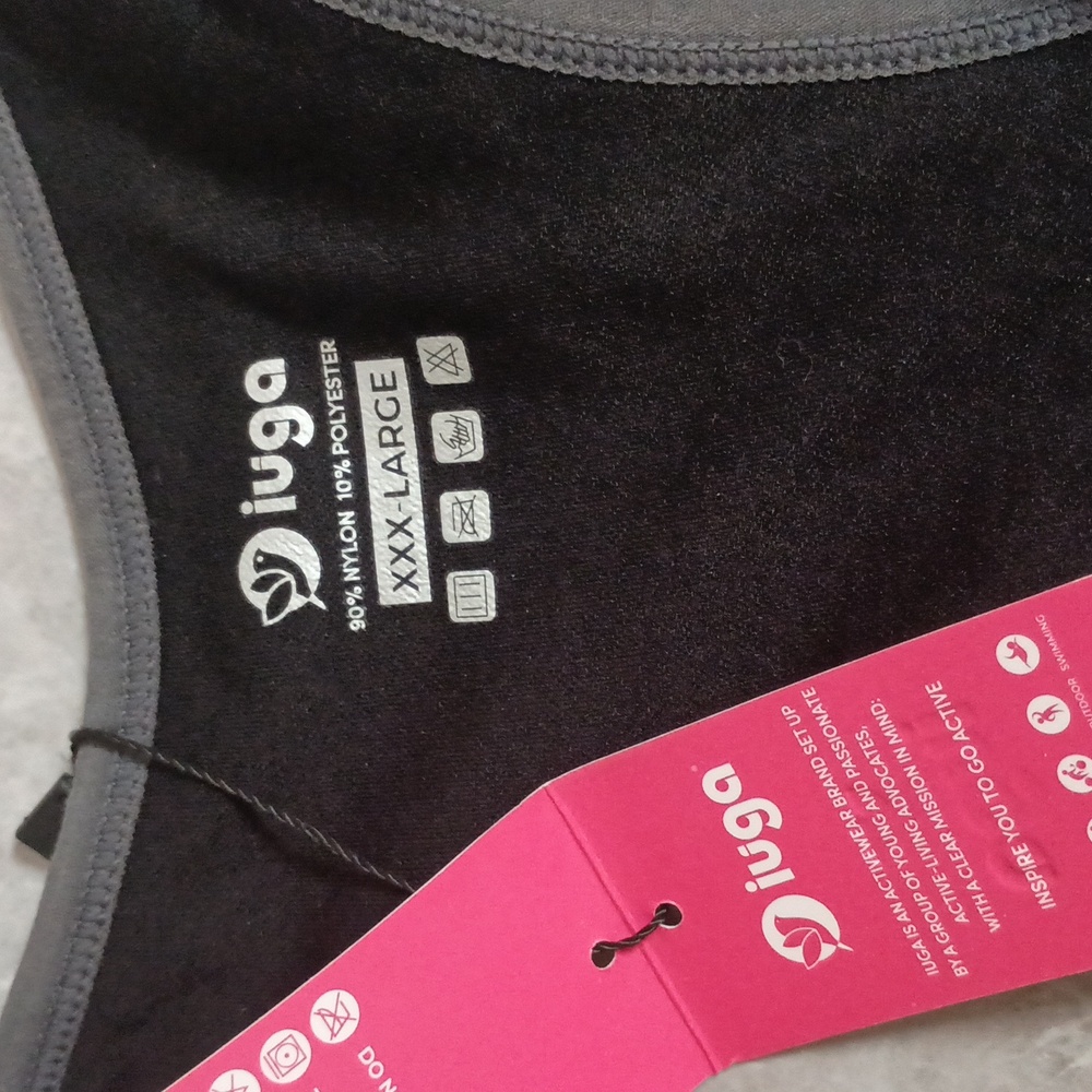 Women's Size XXXL High Impact Racerback Sports Bra Padded Black - Picture 6 of 10